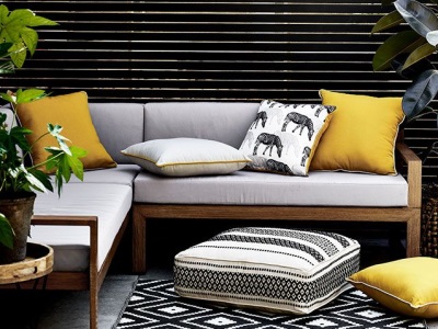 Sofa with Yellow Cushions